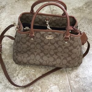 Brown Coach purse with removable cross body straps